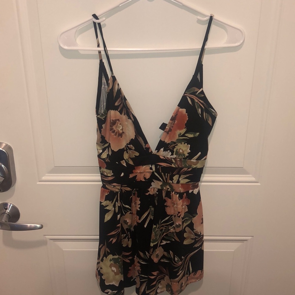 Black floral romper